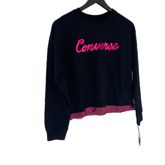 CONVERSE Pink Metallic Logo Crewneck Sweatshirt - Picture 4 of 16